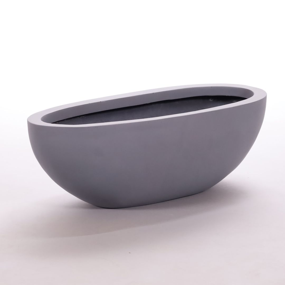 Elegant Einrichten | Pflanzkübel | Fiberglas | oval | 65x31xH25cm | grau.