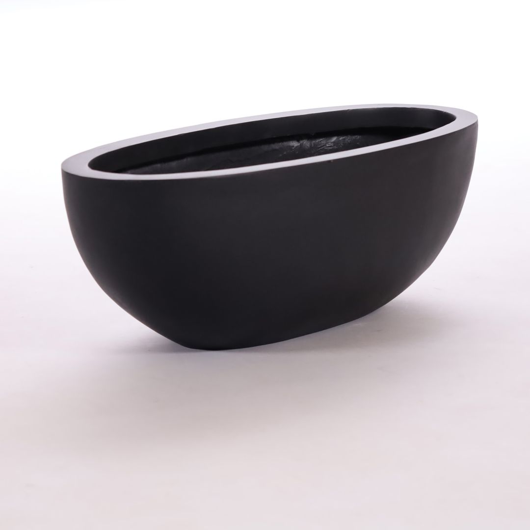 Elegant Einrichten | Pflanzkübel | Fiberglas | oval | 65x31xH25cm | elegant schwarz-matt