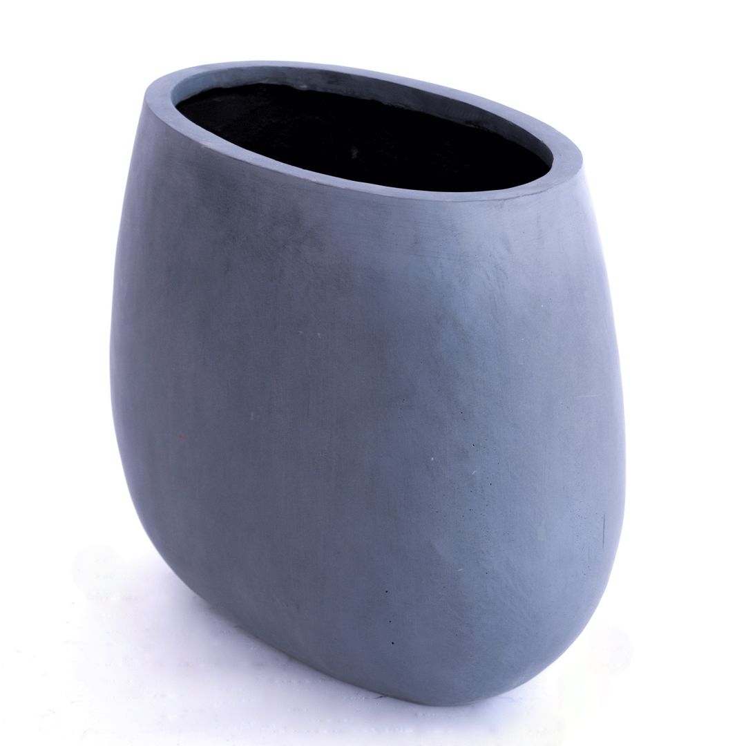 Elegant Einrichten | Pflanzkübel | Fiberglas | oval | 44x28x36cm | grau.