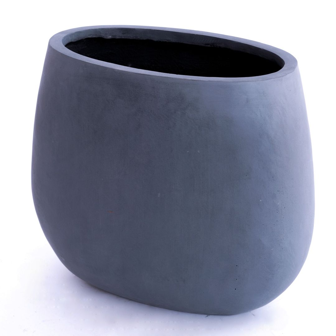 Elegant Einrichten | Pflanzkübel | Fiberglas | oval |  31x17x26cm | grau.