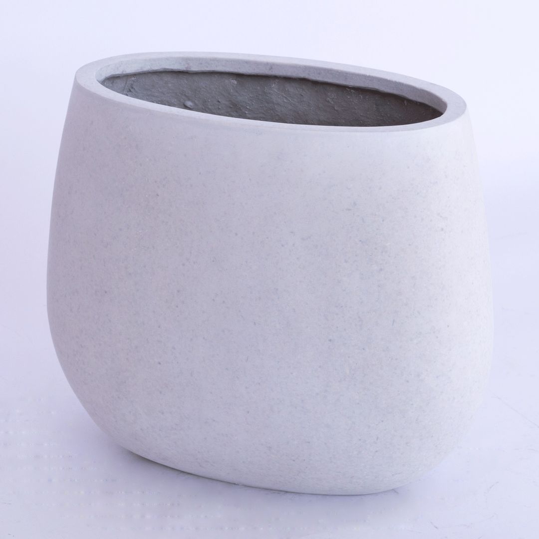 Elegant Einrichten | Pflanzkübel | Fiberglas | oval | 44x28x36cm | perlmutt weiß.