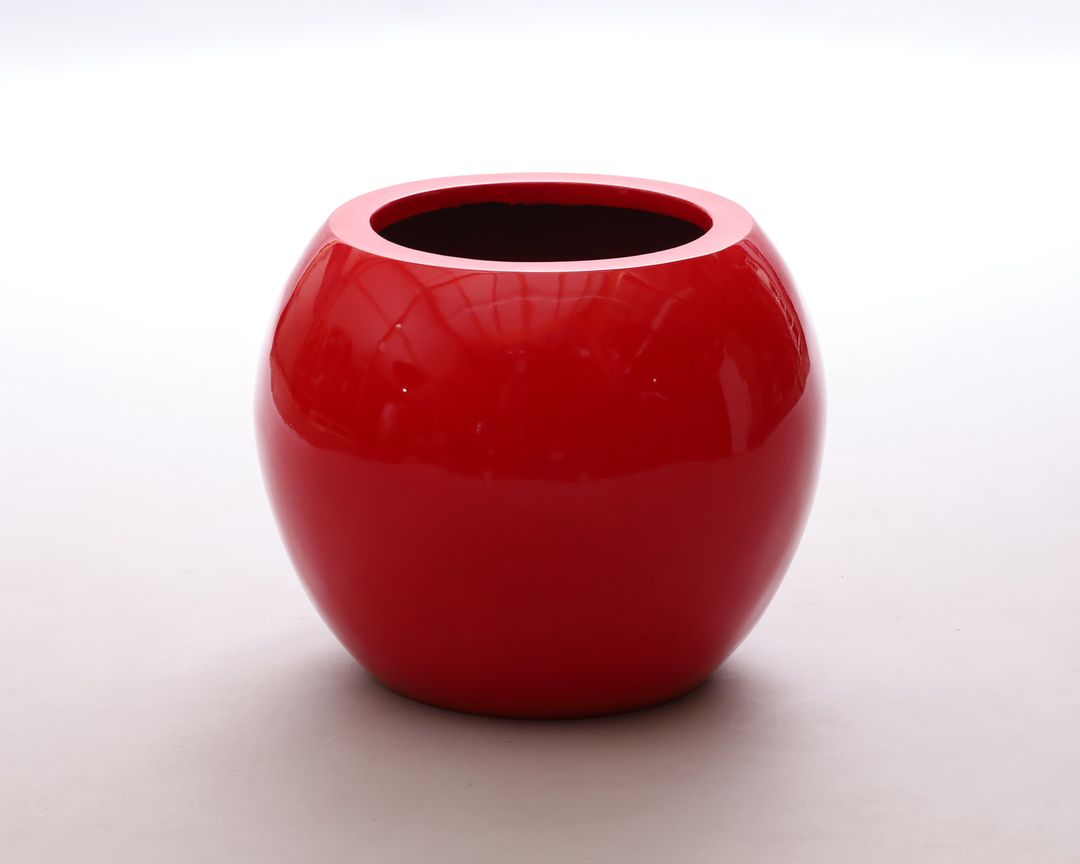 Elegant Einrichten | Pflanzkübel | Fiberglas | Ball | D62xH48cm | hochglanz rot