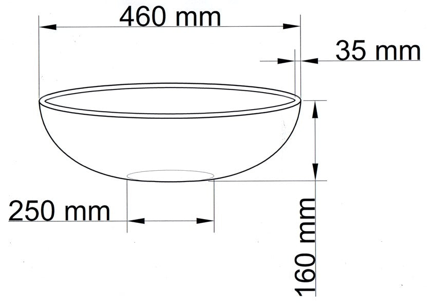 Technische Maßzeichnung Pflanzkübel Fiberglas rund D46xH16cm mit Maßen in Millimeter