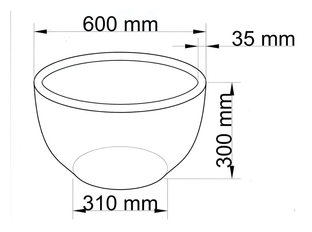 Technische Maßzeichnung Pflanzkübel Fiberglas rund D60xH30cm mit Maßen in Millimeter