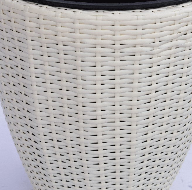 Elegant Einrichten | Pflanzkübel  | Polyrattan | rundkonisch | D30xH30cm | creme weiß.