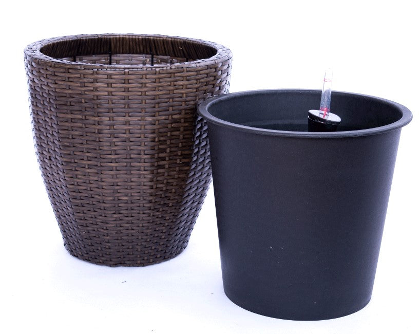 Elegant Einrichten | Pflanzkübel  | Polyrattan | rundkonisch | D30xH30cm | coffee braun