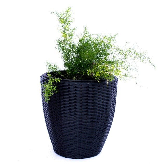 Elegant Einrichten | Pflanzkübel  | Polyrattan | rundkonisch | D46xH46cm | schwarz.