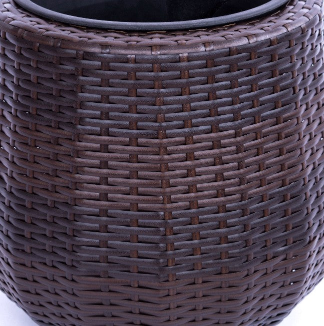 Elegant Einrichten | Pflanzkübel  | Polyrattan | rundkonisch | D52xH44cm | coffee braun.
