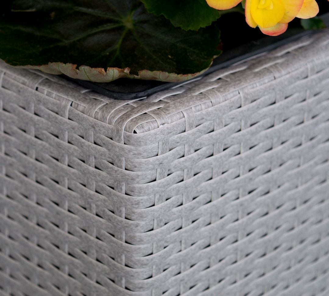 Elegant Einrichten | Pflanzkübel | Polyrattan | Säule | 40x40x84cm | grau meliert