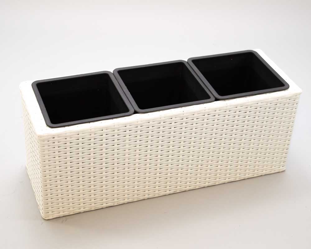 Pflanzkasten Polyrattan 82x30x30cm weiß