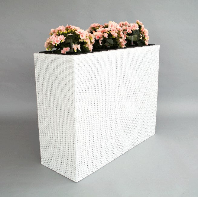 Elegant Einrichten | Pflanzkübel | XXXL  Polyrattan | Raumteiler | 106x40x84cm | weiß.