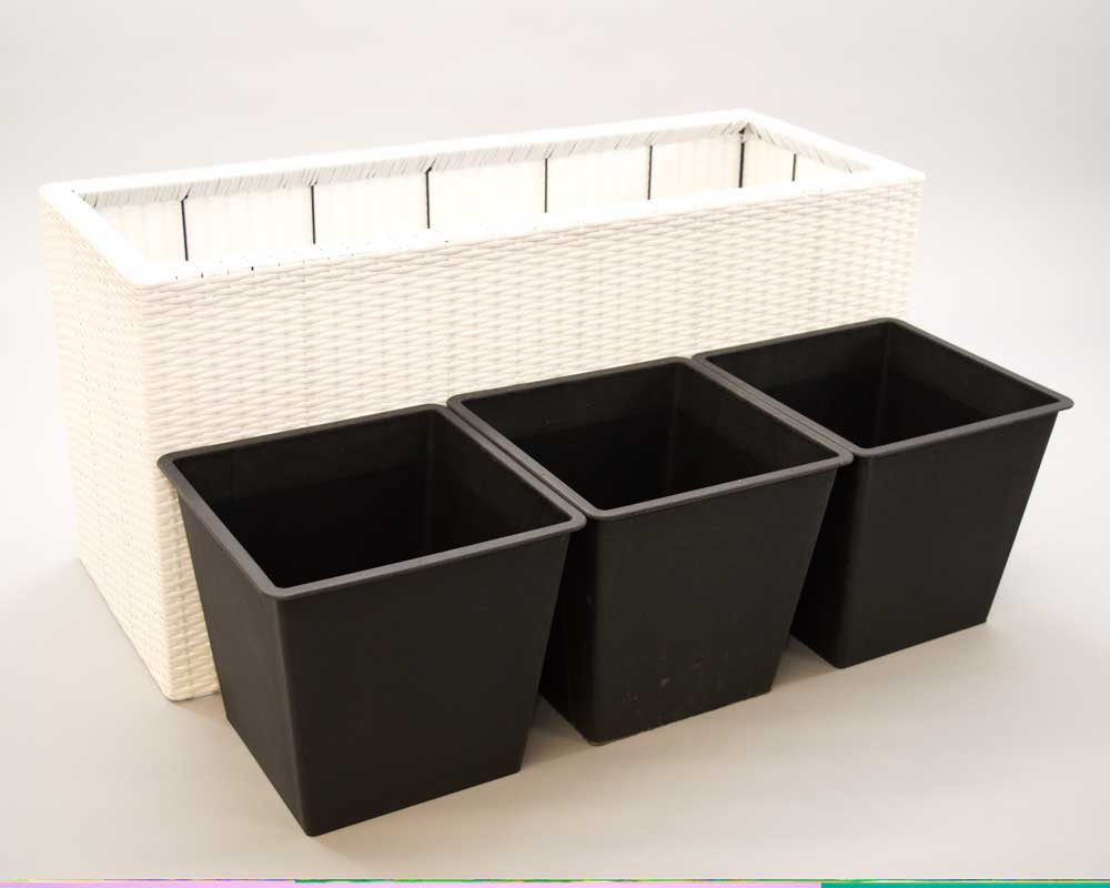 Pflanzkasten Polyrattan 82x30x30cm weiß