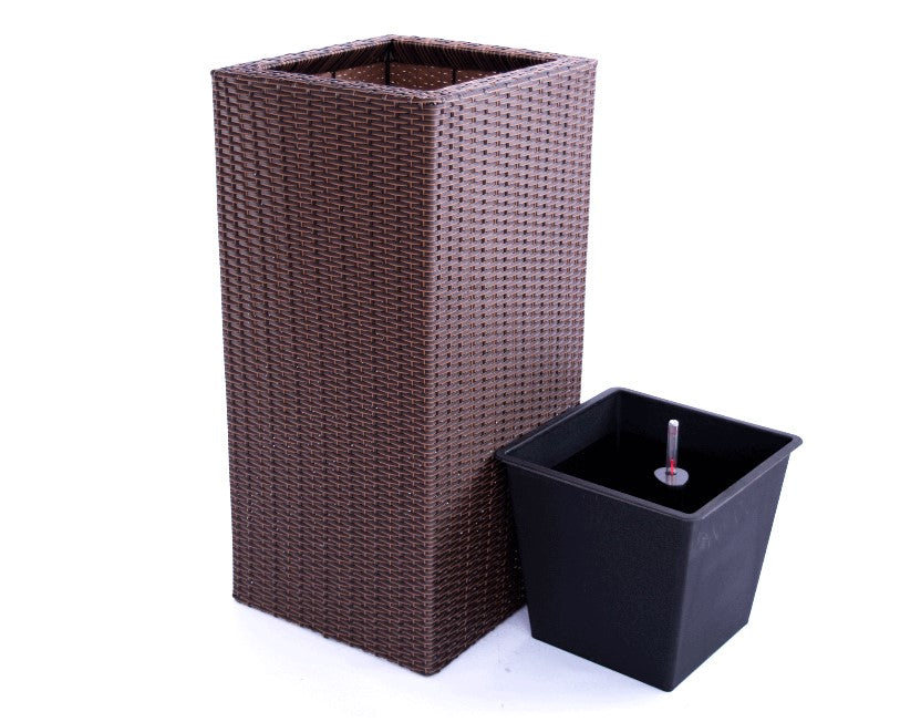 Elegant Einrichten | Pflanzkübel | Polyrattan | Säule | 30x30x55cm | braun.