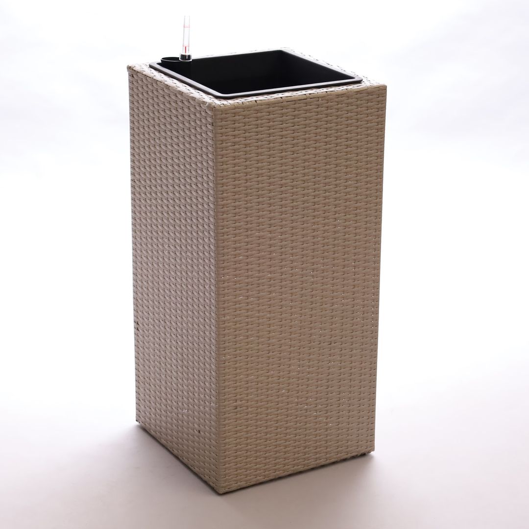 Elegant Einrichten | Pflanzkübel | Polyrattan | Säule | 30x30x80cm | grau meliert