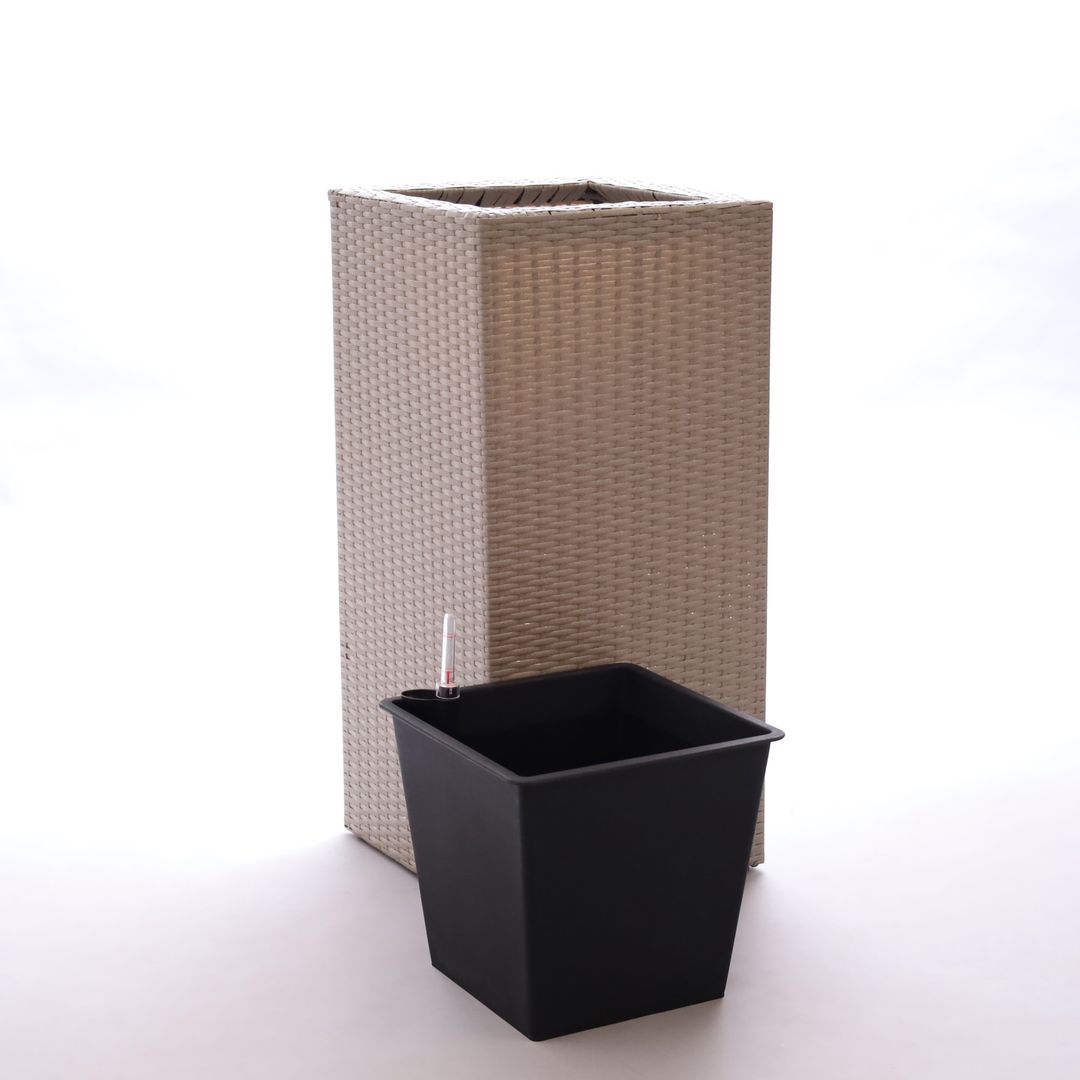 Elegant Einrichten | Pflanzkübel | Polyrattan | Säule | 30x30x80cm | grau meliert