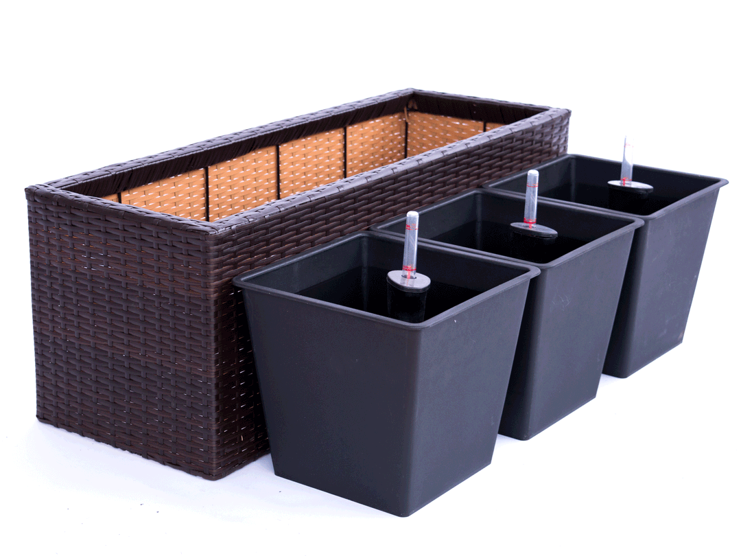 Pflanzkasten Polyrattan 82x30x30cm coffee braun