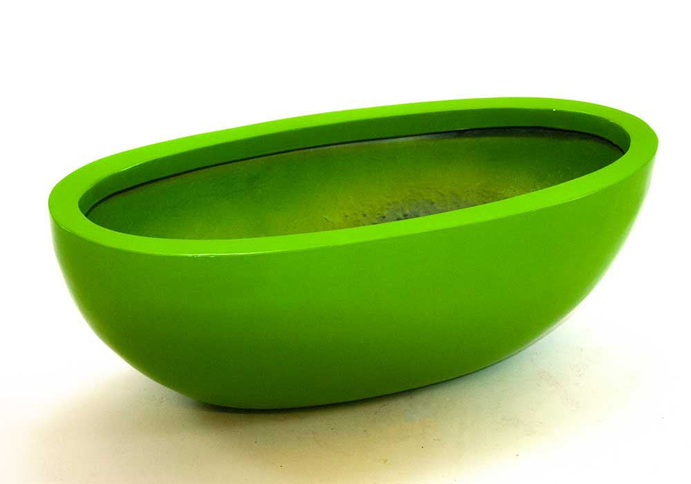 Elegant Einrichten | Pflanzkübel | Fiberglas | oval | 51x23xH18cm | hochglanz avocado grün