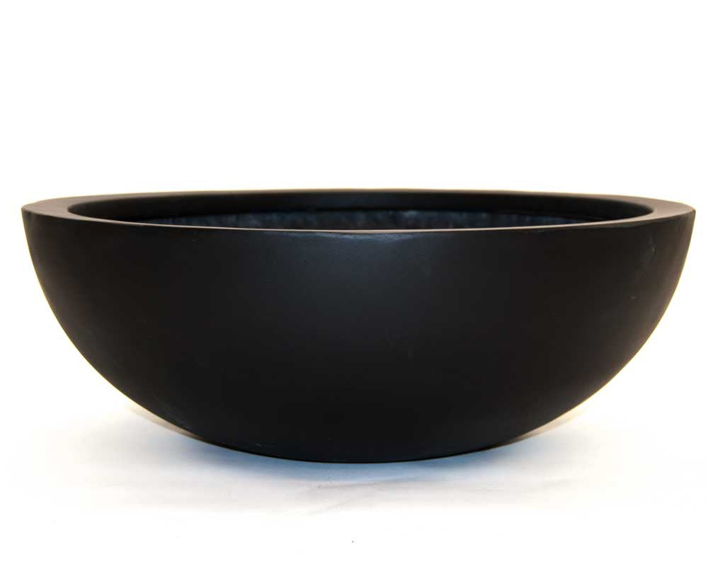 Elegant Einrichten | Pflanzkübel | Fiberglas | schale | rund | D46xH16cm | elegant schwarz-matt.