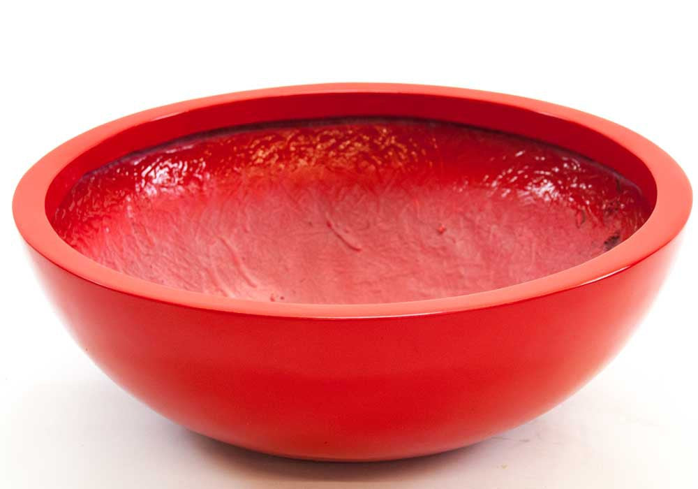 Elegant Einrichten | Pflanzkübel | Fiberglas | rund | D46xH16cm | hochglanz rot
