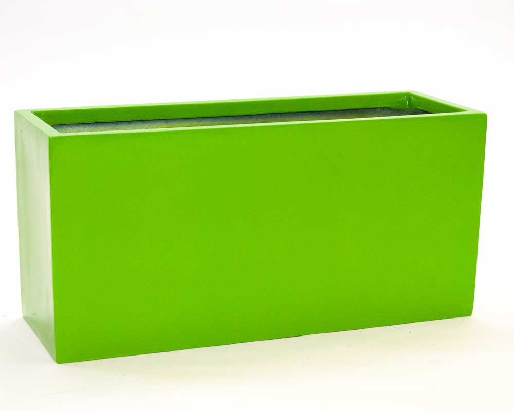 Elegant Einrichten | Pflanzkübel | Fiberglas | rechteckig | 84x30x40cm | hochglanz avocado grün