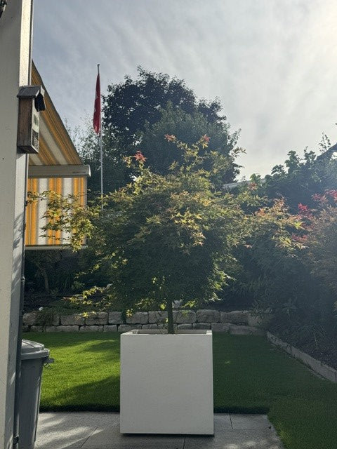 Pflanzkübel | Fiberglas | quadratisch | 60x60x60cm | perlmutt weiß