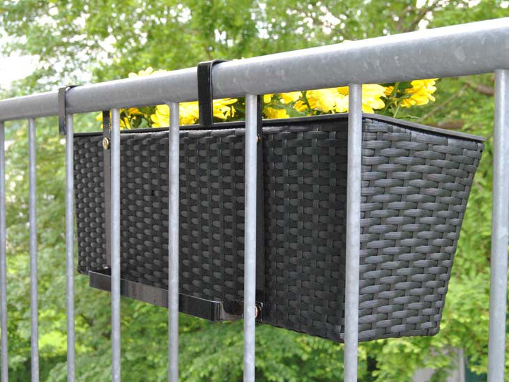 Pflanzkasten Polyrattan 60x19x20cm schwarz 6er Set