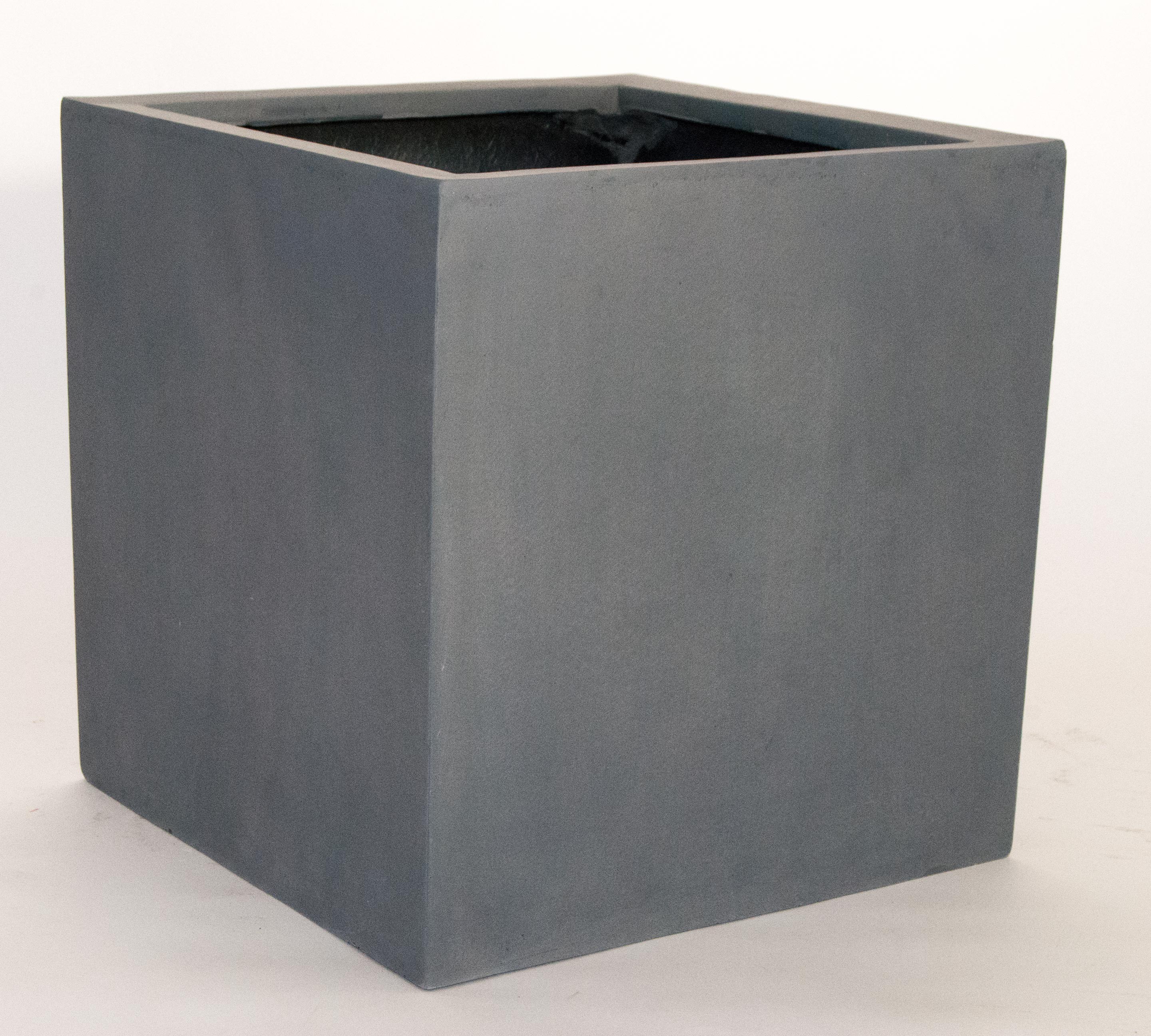 Pflanzkübel, Blumenkübel Fiberglas quadratisch 60x60x60cm grau.