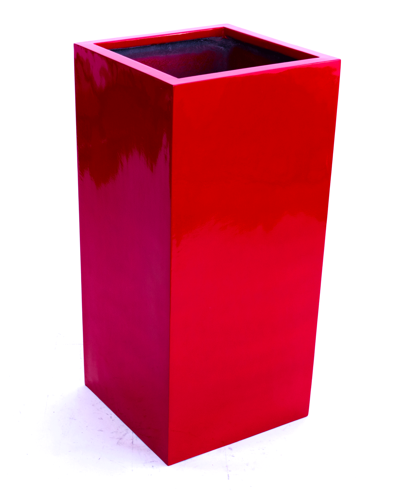 Blumenkübel Fiberglas säule 30x30x68cm hochglanz rot