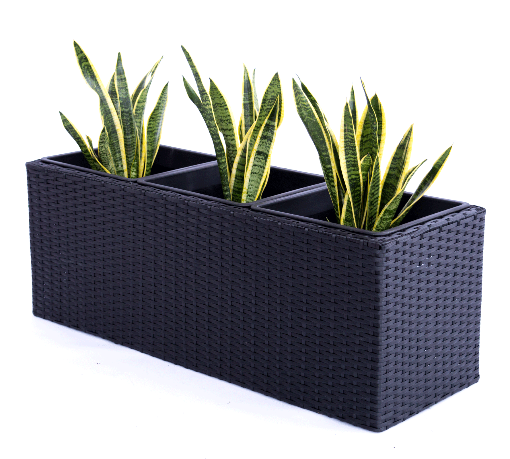 Blumenkasten Polyrattan 66x23x25cm schwarz